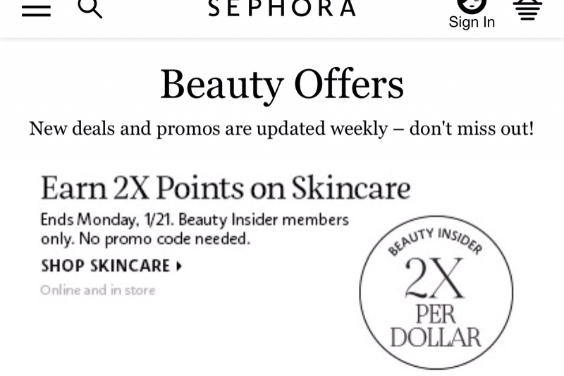 Sephora Coupons, Promo Codes & Coupon Codes | Sephora 丝芙兰选购任何护肤产品每$1消费获得2积分