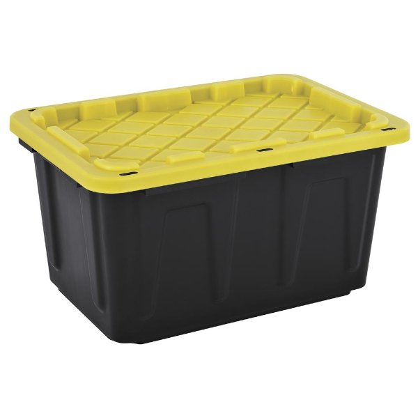 ® Industrial 27-Gallon Black Storage Tote with Snap-On Lid