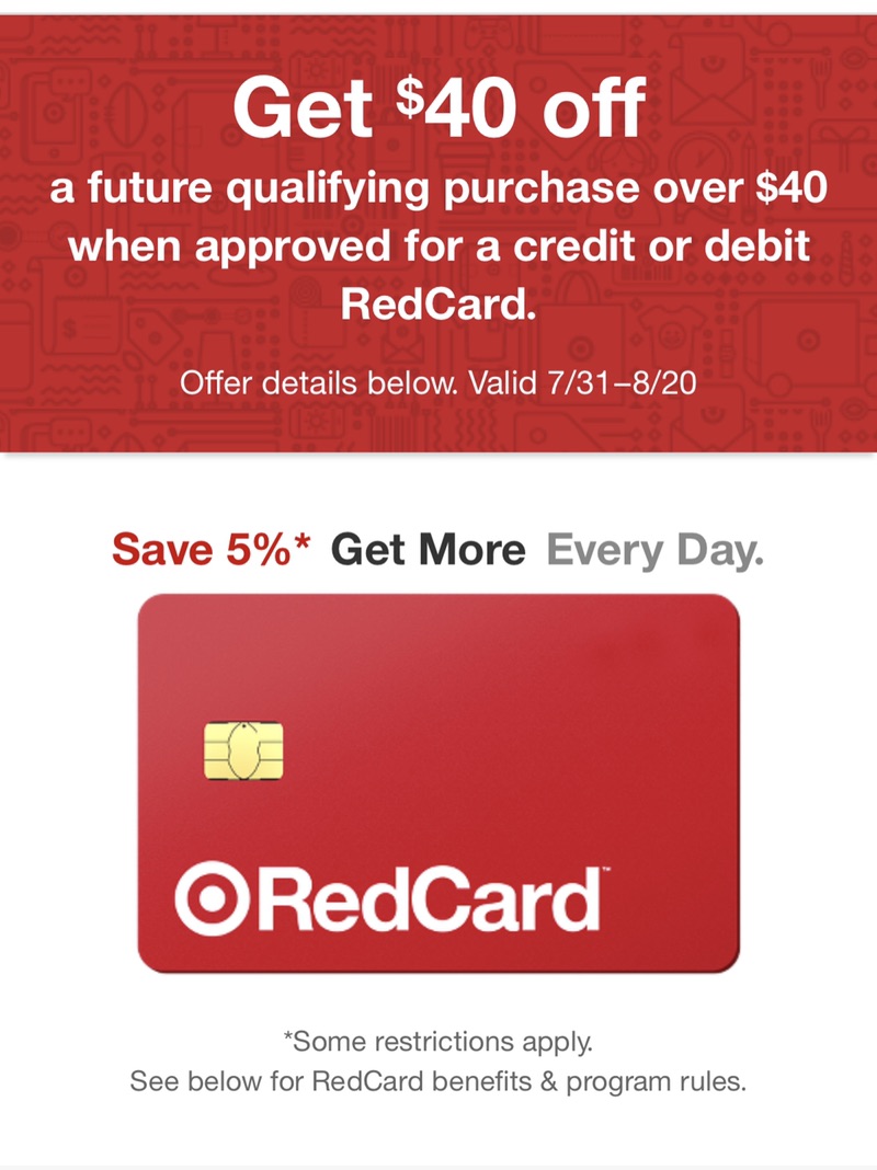 Target新开卡用户满$40送$40