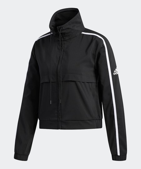 adidas Black & White Tape-Detail Windbreaker - Women | Best Price and Reviews | Zulily外套