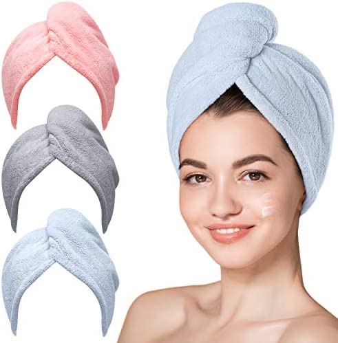 Amazon.com: Hicober Microfiber Hair Towel, 3 Packs Hair Turbans for Wet Hair, Drying Hair Wrap Towels for Curly Hair Women Anti Frizz : Beauty & Personal Care