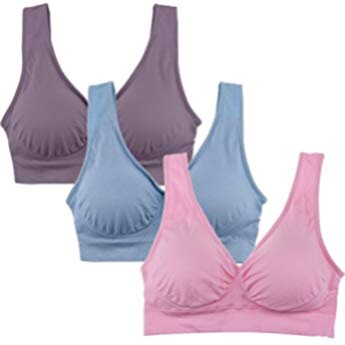 Fruit of the Loom Women's Built-Up Sports Bra 3 Pack Bra, Mint chip/White/Grey Heather, 44 at Amazon Women’s Clothing store运动内衣三个装