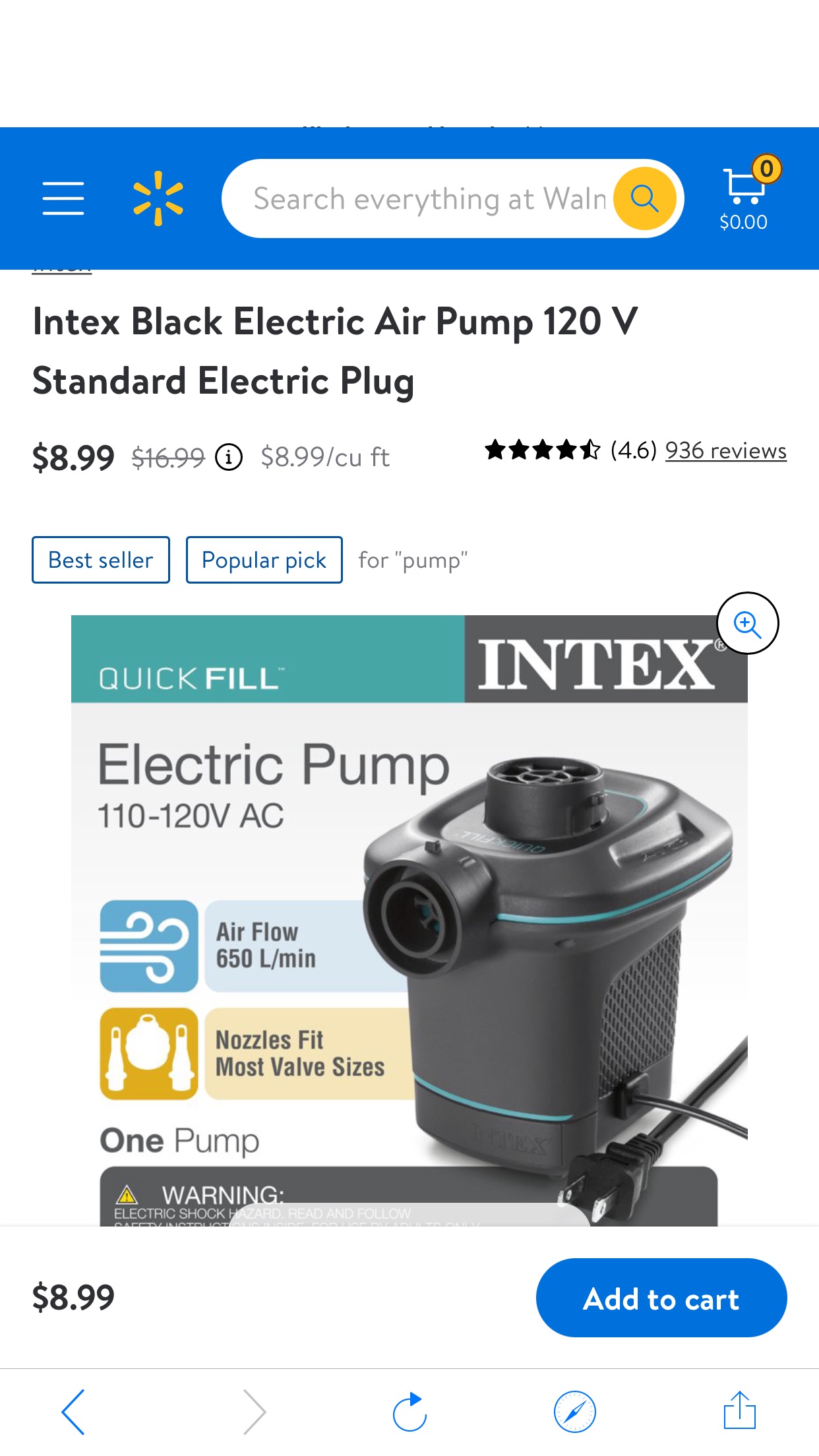 Intex Black Electric Air Pump 120 V Standard Electric Plug - Walmart.com电动打气机