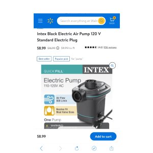 $8.99 Intex Black Electric Air Pump 120 V Standard Electric Plug - Walmart.com电动打气机