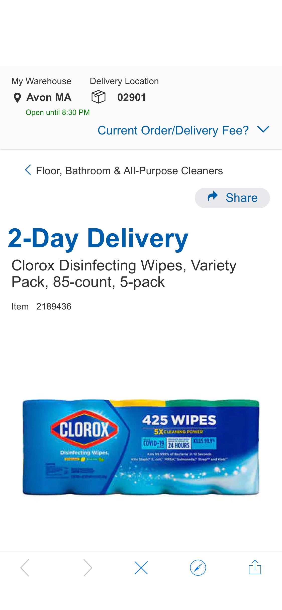 Clorox Disinfecting Wipes, Variety Pack, 85-count, 5-pack | Costco