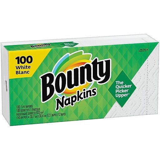 Bounty Luncheon Napkins, 1-Ply, White, 100/Pack