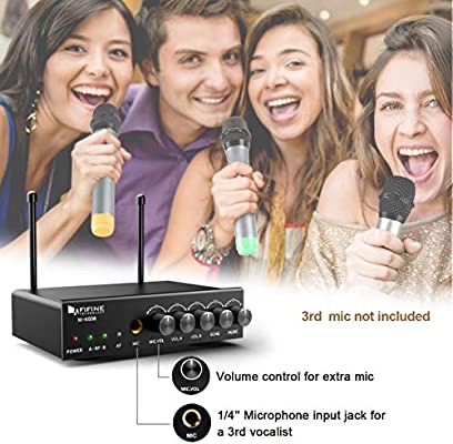 家庭版KTV Amazon.com: Fifine UHF Dual Channel Wireless Handheld Microphone, Easy-to-use Karaoke Wireless Microphone System-K036: Musical Instruments