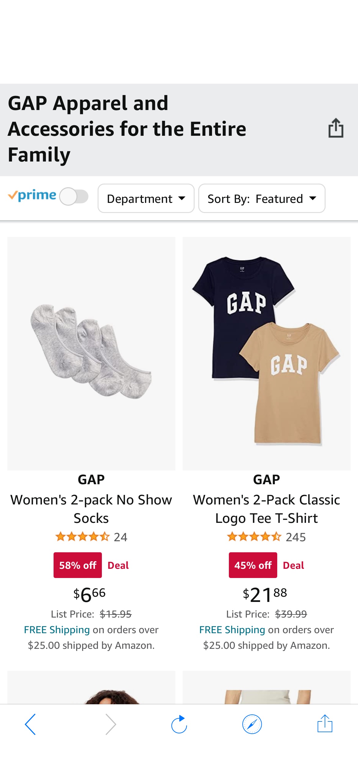 GAP apparel up to 68% off