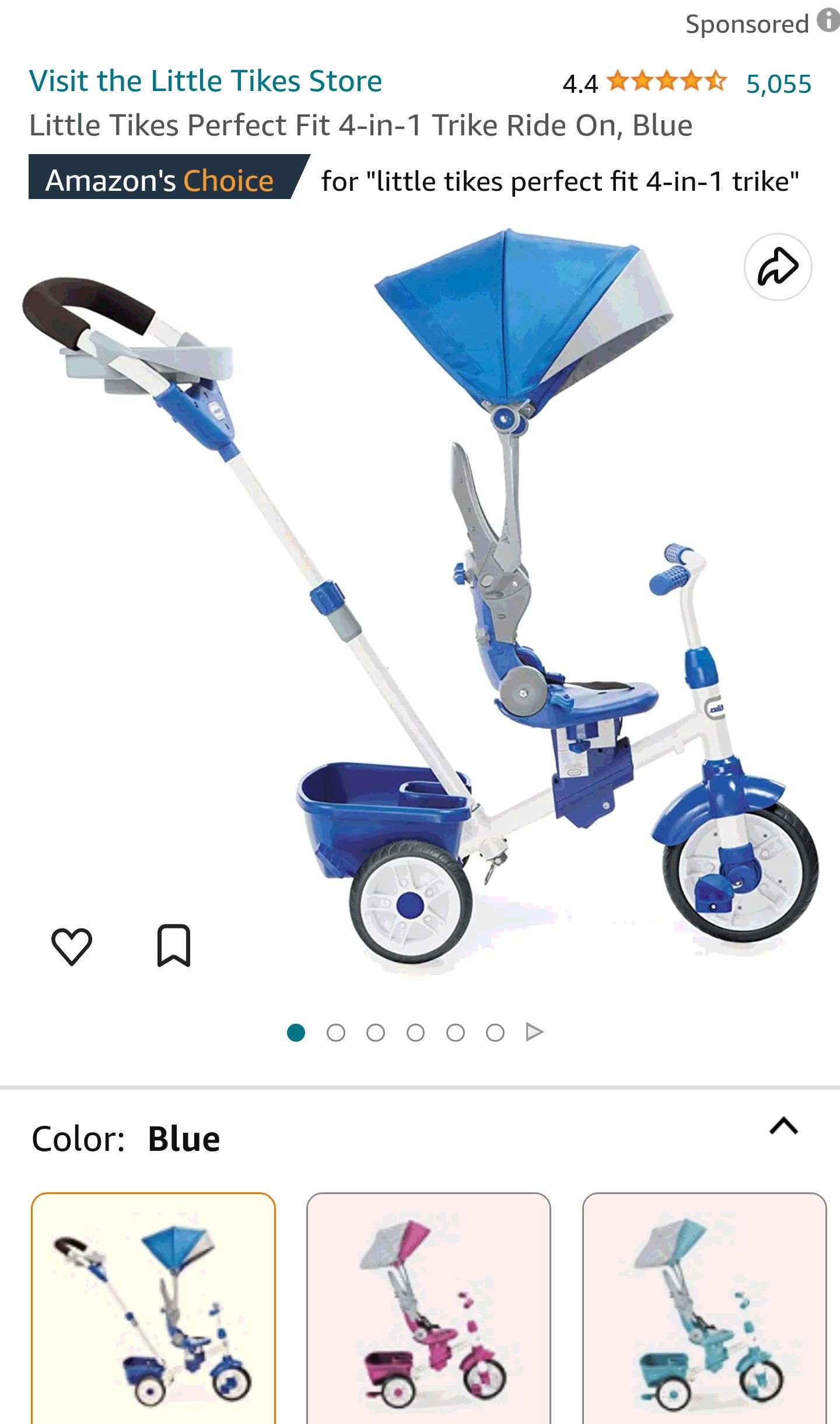 Little Tikes Perfect Fit 4-in-1 Trike Ride On, Blue : Toys & Games