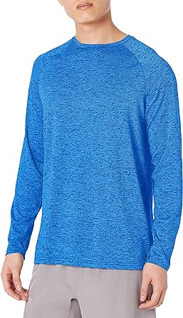 Amazon.com: Amazon Essentials Men&#39;s Tech Stretch Long-Sleeve T-Shirt (Available in Big&amp;Tall), Blue Heather, Large : Clothing, Shoes &amp; Jewelry
