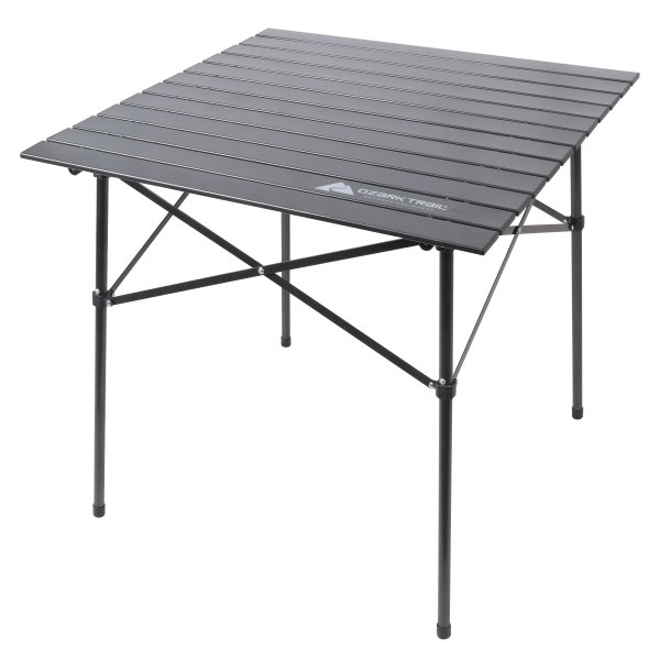 Roll Top Camping Table, 31" x 31" x 27", Gray