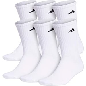 手慢无：adidas 男士运动长筒袜促销 白色款 6双装