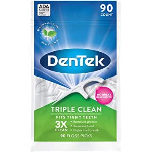 DenTek Triple Clean Floss Picks | No Break Guarantee | 90 Count