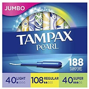 Tampax Pearl Plastic Tampons,188 Count