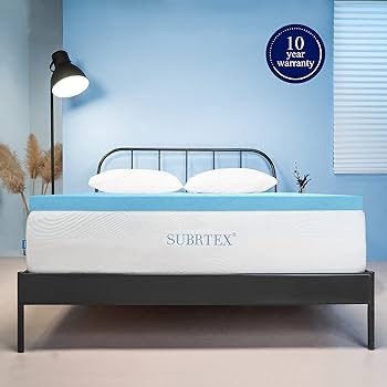 Amazon.com: subrtex 2 Inch Memory Foam Mattress Topper Ventilated Gel Infused Bed Foam Topper for Pressure Relieving, CertiPUR-US Certified, Queen, Blue : Home & Kitchen