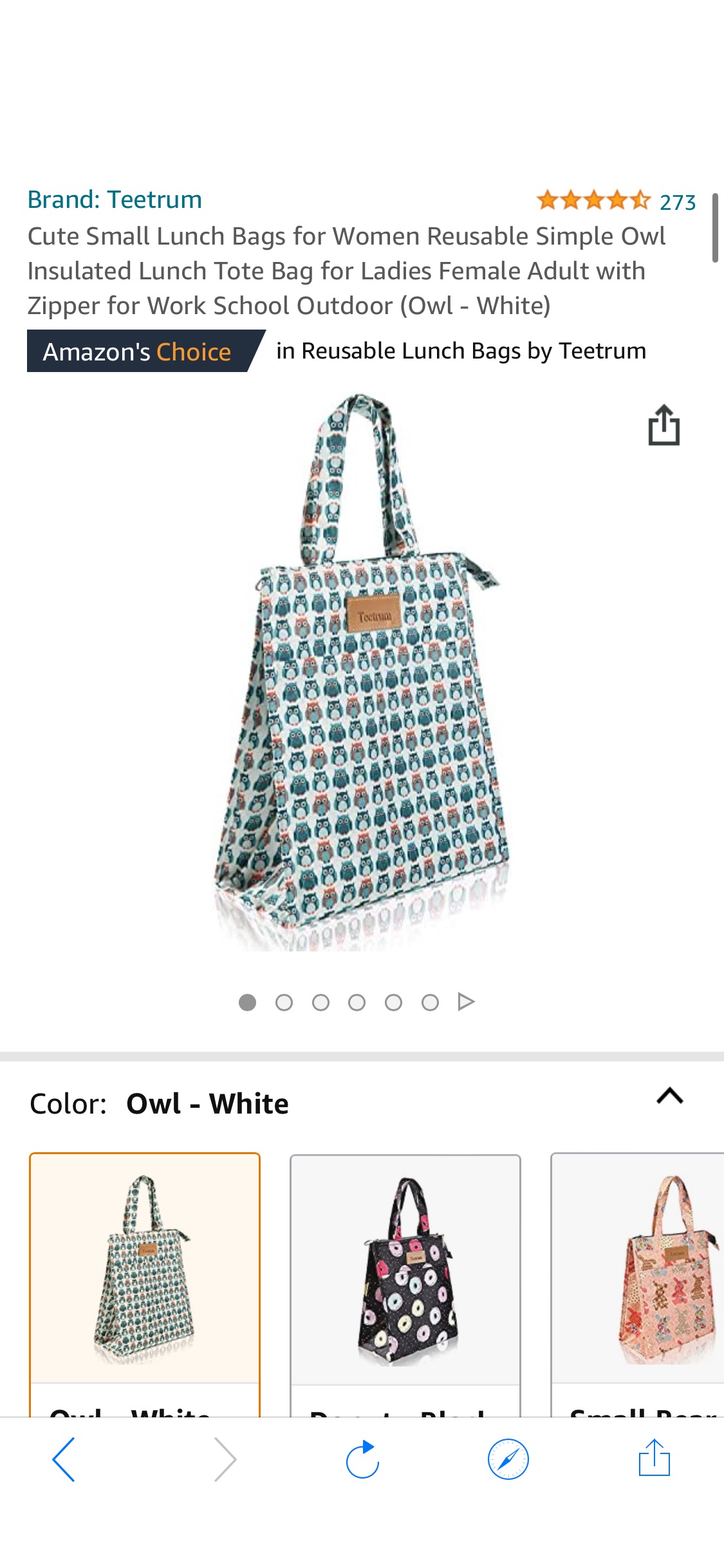 Amazon.com: Cute Small Lunch Bags for Women Reusable Simple Owl Insulated Lunch Tote Bag for Ladies Female Adult with Zipper for Work School Outdoor (Owl - White):午餐袋