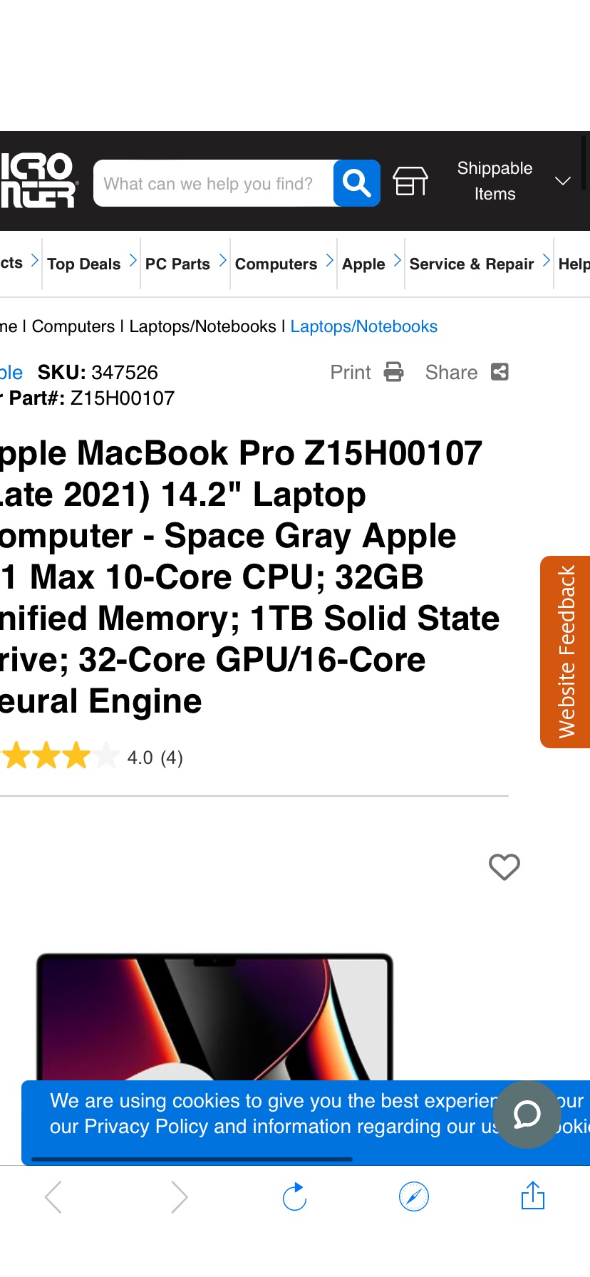 Apple MacBook Pro Z15H00107 (Late 2021) 14.2" Laptop Computer - Space Gray; Apple M1 Max 10-Core CPU; 32GB Unified - Micro Center