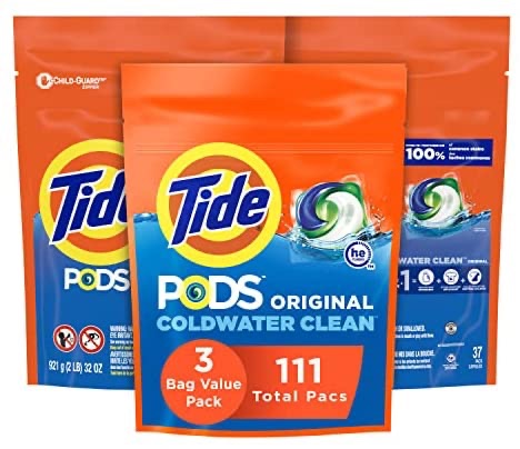 Amazon.com: Tide Pods Laundry Detergent Soap Pods, Original, 3 Bag Value Pack, HE Compatible, 37 Count (Pack of 3) : Health & Household