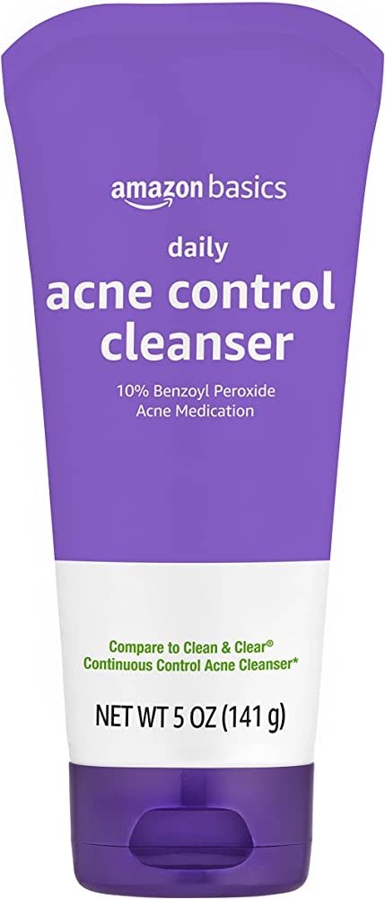 Basics Daily Acne Control Cleanser, Maximum Strength 10% Benzoyl Peroxide Acne Medication, 5 Fluid Ounces, Pack of 1