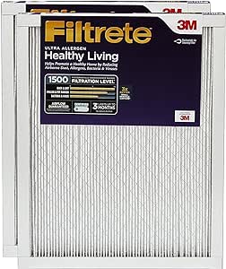 Filtrete 16x24x1 Air Filter, MPR 1500, MERV 12, Healthy Living Ultra-Allergen 3-Month Pleated 1-Inch Air Filters, 2 Filters - Amazon.com