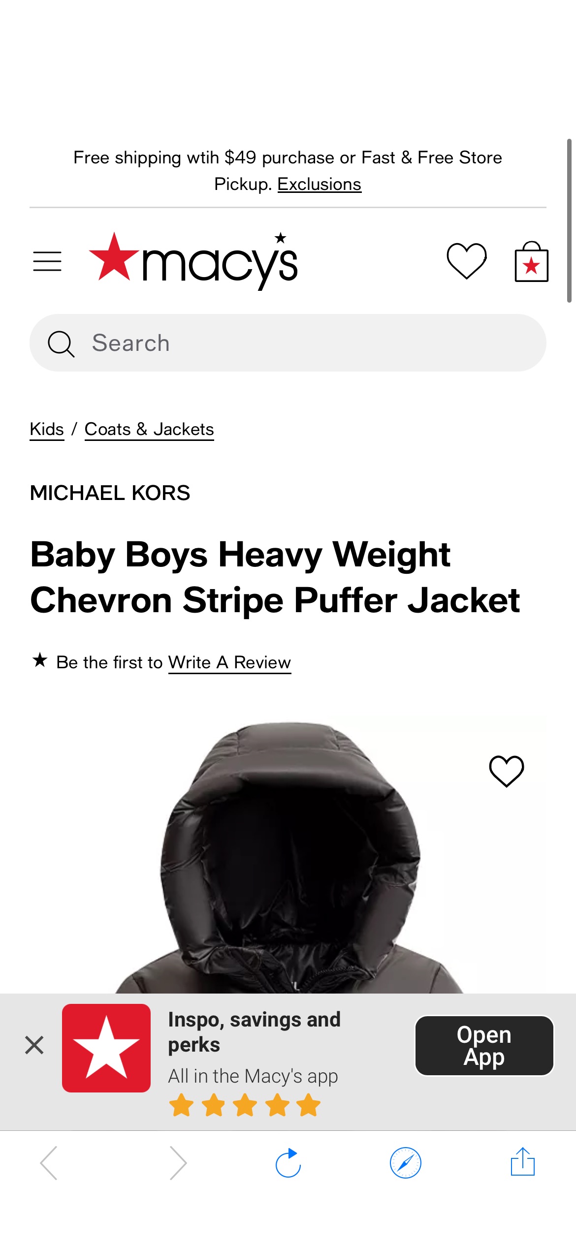 Michael Kors Baby Boys Heavy Weight Chevron Stripe Puffer Jacket & Reviews - Coats & Jackets - Kids - Macy's