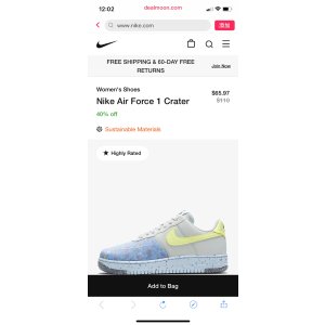 $65.9 Nike Air Force 1 Crater 女鞋六折