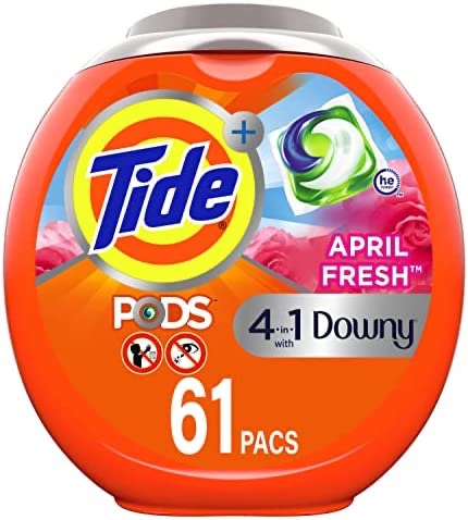 Amazon.com: Tide PODS Plus Downy 4 in 1 HE Turbo Laundry Detergent Soap Pods, April Fresh Scent, 61 Count Tub - Packaging May Vary : Health & Household