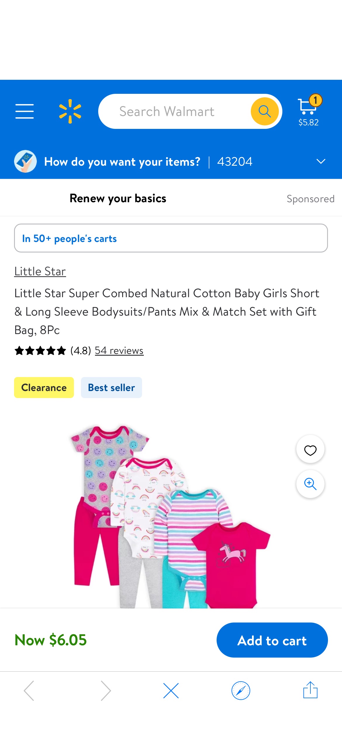Little Star Super Combed Natural Cotton Baby Girls Short & Long Sleeve Bodysuits/Pants Mix & Match Set with Gift Bag, 8Pc - Walmart.com八件套 婴幼儿套装