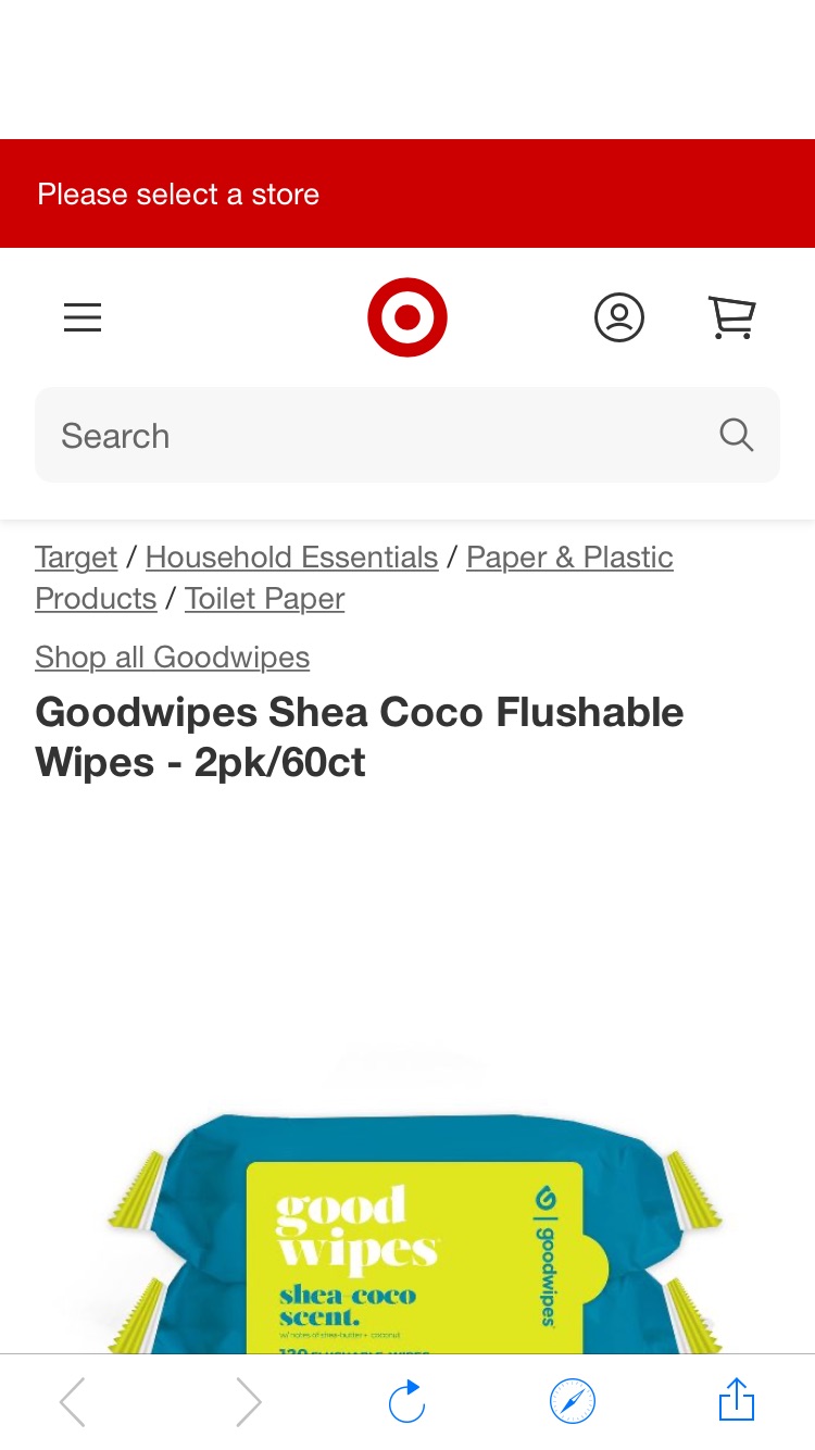 Goodwipes Shea Coco Flushable Wipes - 2pk/60ct : Target
