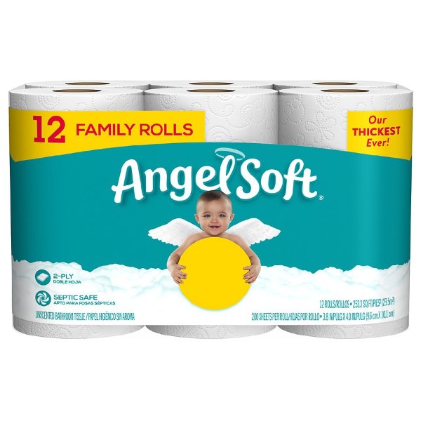 Angel Soft Bath Tissue 12 Family Rolls