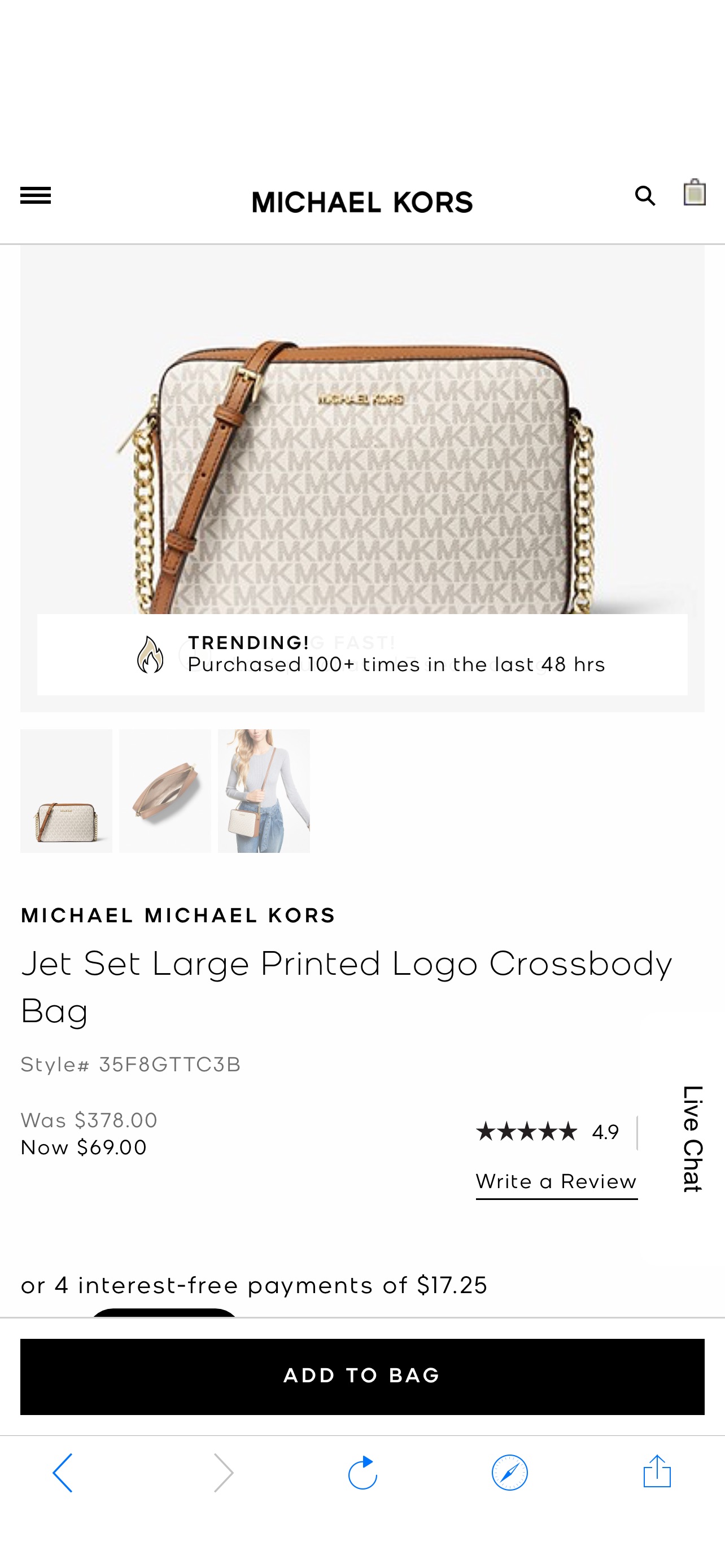 Jet Set Large Printed Logo Crossbody Bag | Michael Kors