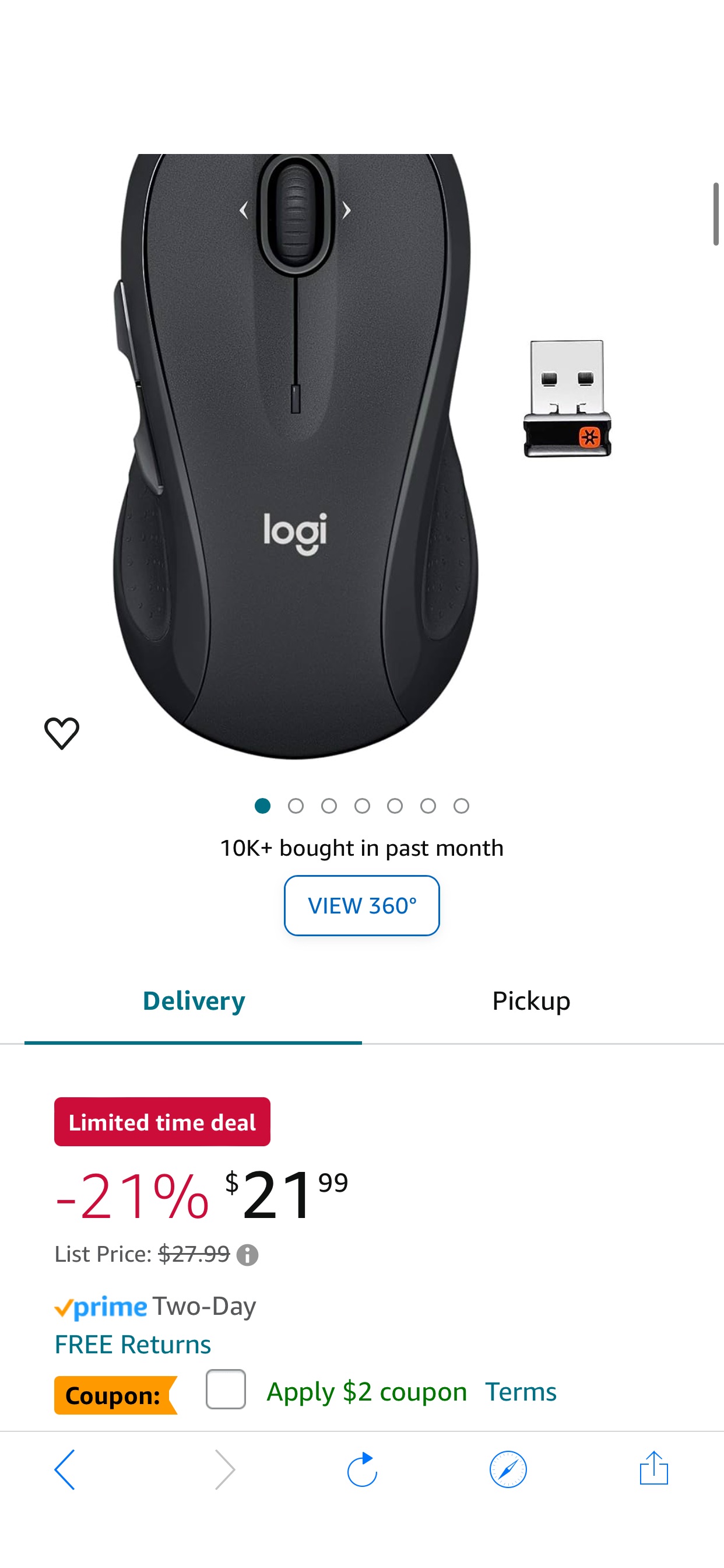 Amazon.com: Logitech M510 Wireless Computer Mouse for PC with USB Unifying Receiver - Graphite : Electronics 无线鼠标