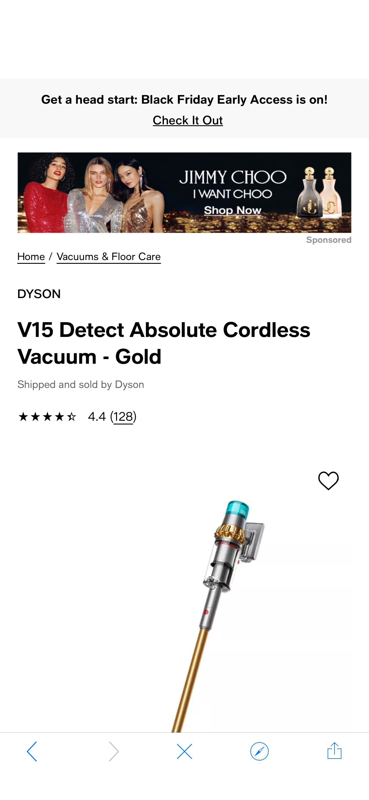 Dyson V15 Detect Absolute Cordless Vacuum - Gold - Macy's