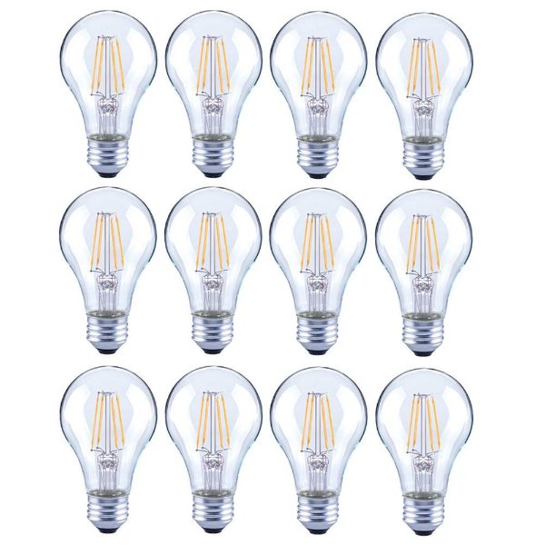 Lighting Science 40-Watt Equivalent A19 General Purpose Dimmable Clear Glass Filament LED Light Bulb Daylight (12-Pack)