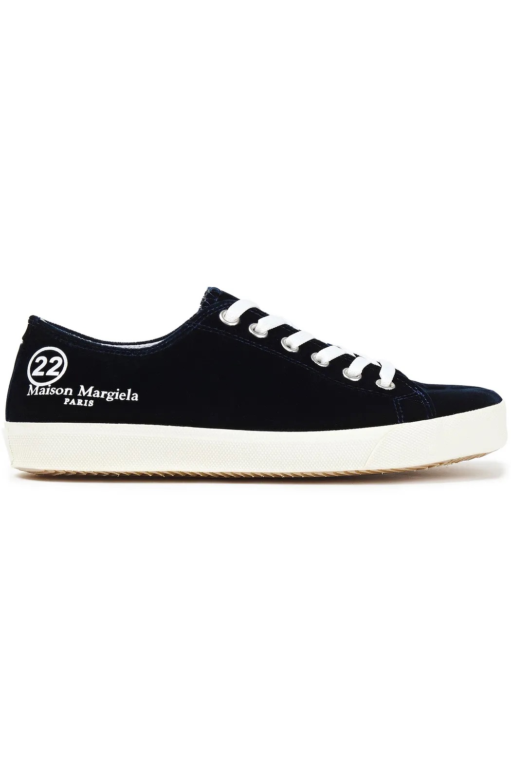35码only Maison Margiela Tabi猪蹄鞋 Midnight blue Tabi split-toe velvet sneakers | Sale up to 70% off | THE OUTNET | MAISON MARGIELA | THE OUTNET