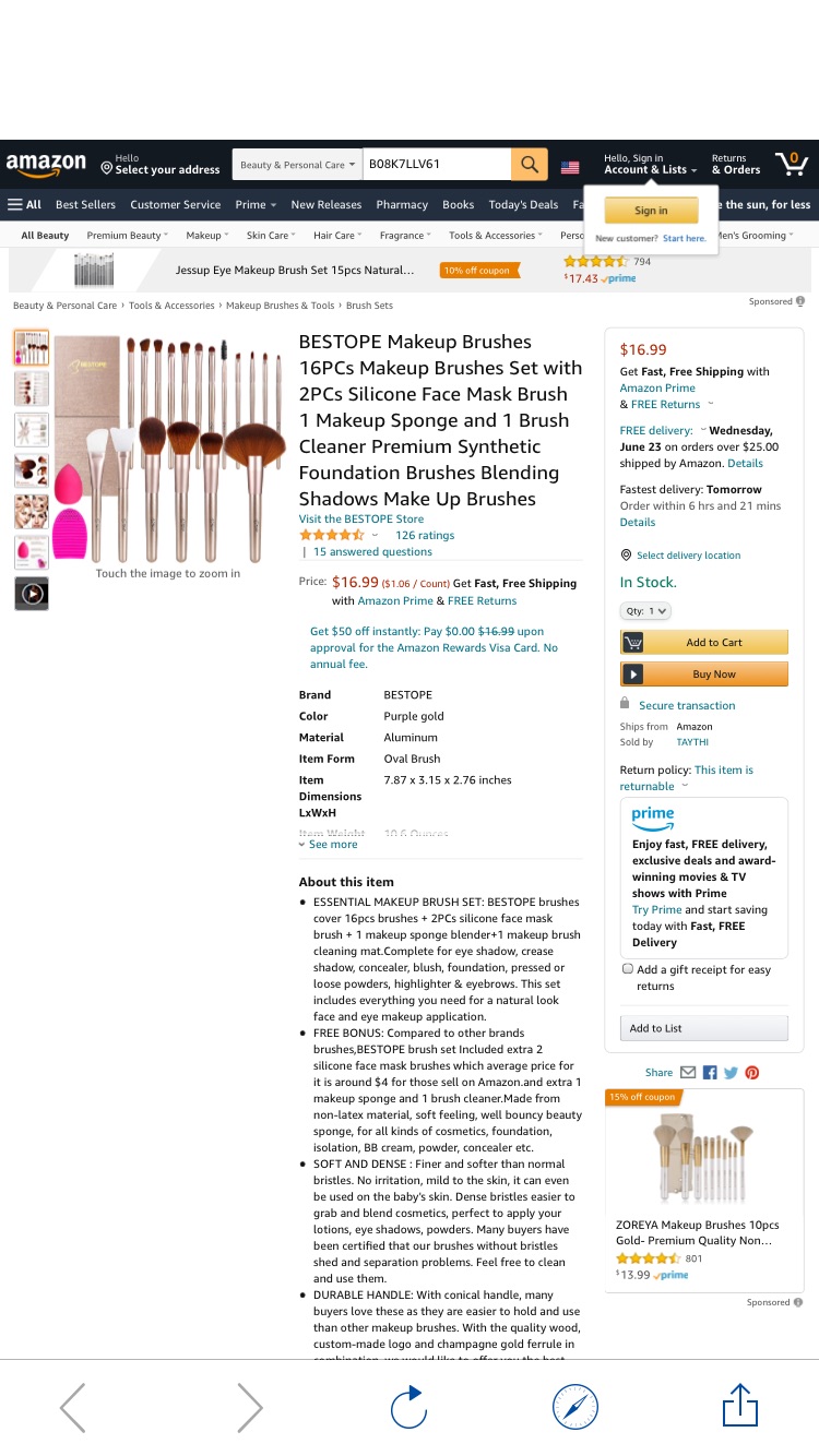 Amazon.com: BESTOPE Makeup Brushes 16PCs Makeup Brushes Set with 2PCs Silicone Face Mask Brush 1 Makeup Sponge and 1 Brush Cleaner Premium Synthetic Foundation Brushes  化妆刷