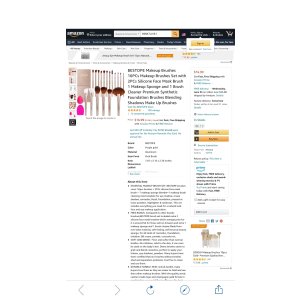 $6.80 Amazon.com: BESTOPE Makeup Brushes 16PCs Makeup Brushes Set with 2PCs Silicone Face Mask Brush 1 Makeup Sponge and 1 Brush Cleaner Premium Synthetic Foundation Brushes 化妆刷
