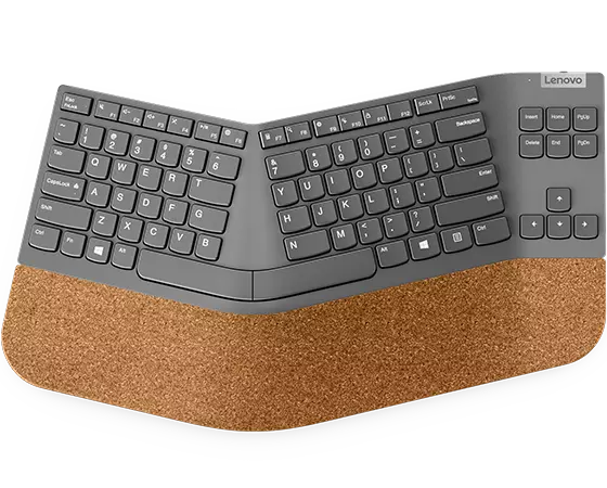 Lenovo Go 人体工学无线键盘 波浪形按键区+木质腕托