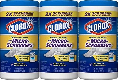 Clorox Disinfecting Wipes With Micro-scrubbers, Crisp Lemon, 70 Ct, Pack Of 3