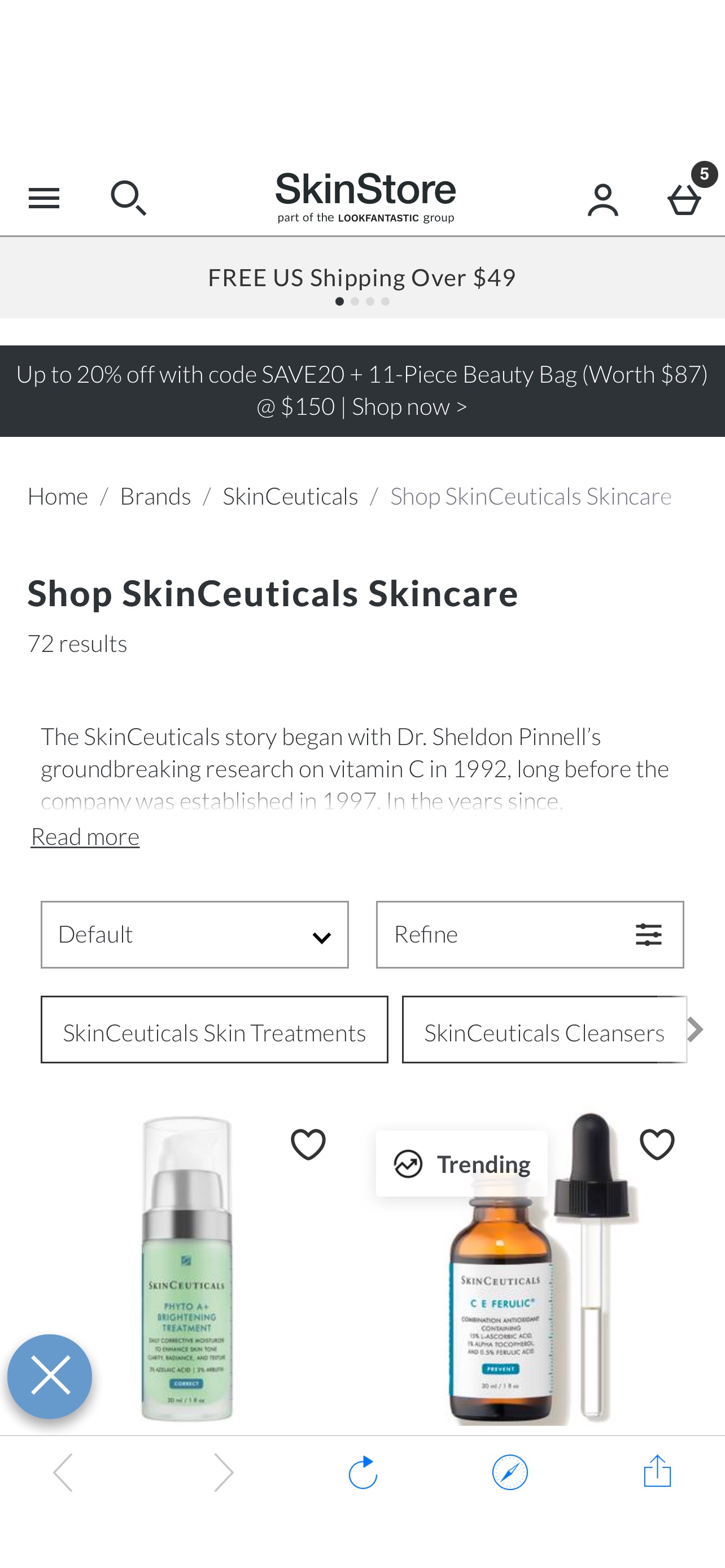 SkinCeuticals 修丽可85折再送色修