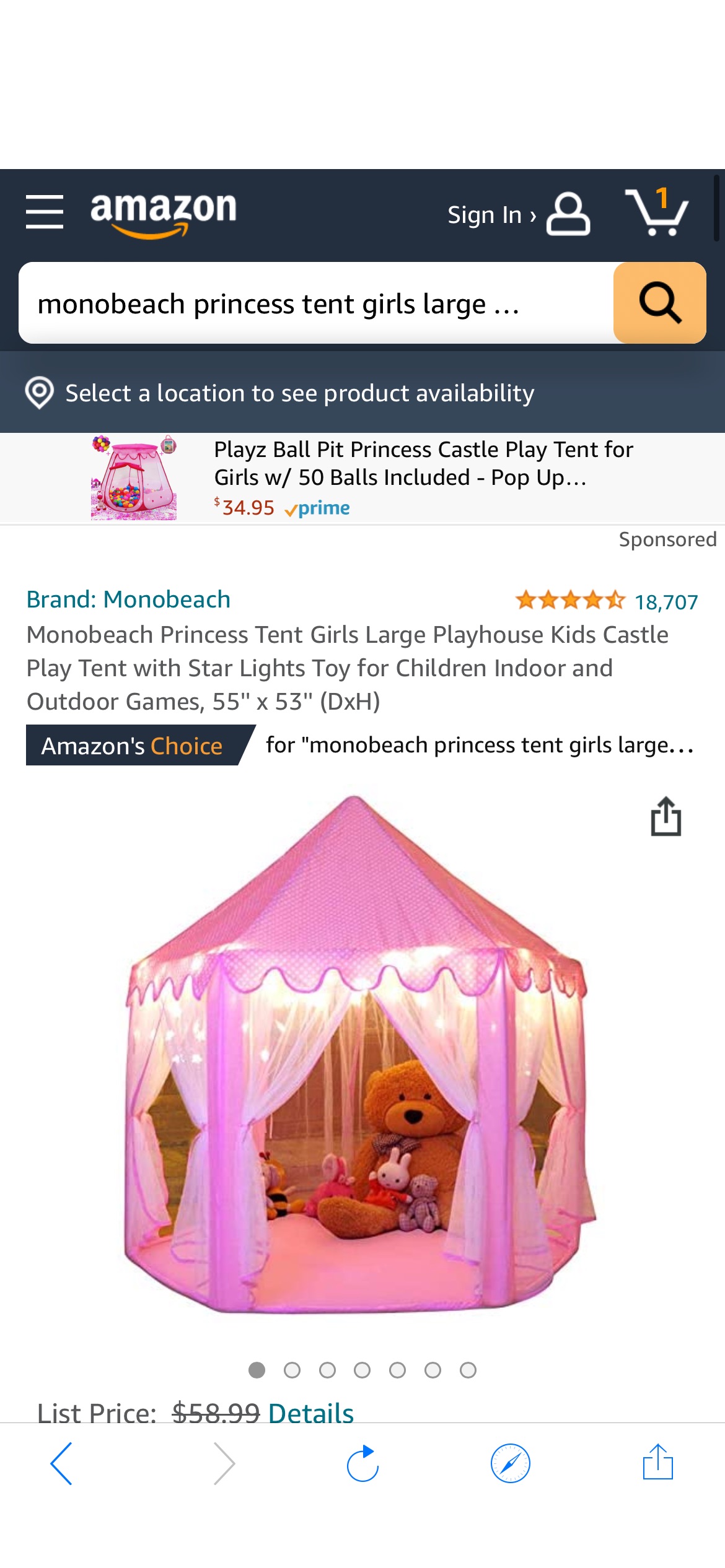Amazon.com: Monobeach Princess Tent Girls Large Playhouse Kids Castle Play Tent with Star Lights Toy for Children Indoor and Outdoor Games超大公主风儿童帐篷