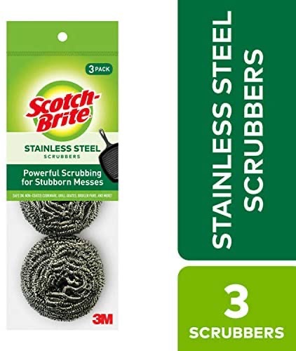 Amazon.com: Scotch-Brite Stainless Steel Scrubbers, Ideal for Cast Iron Pans, 3 Scrubbers: Computers & Accessories 钢丝球