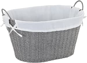 Amazon.com: Household Essentials ML-7267 Decorative Wicker Laundry Basket with Handles and Removable Liner | Grey, Gray Paper Rope : Home &amp; Kitchen