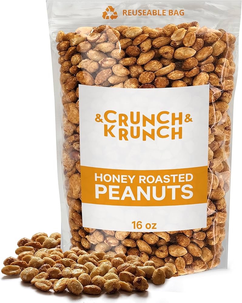 Amazon.com : Honey Roasted Peanuts - 16oz Delicious Sweet and Salty Snacks Made with Real Honey and Roasted Nuts for Irresisitible Crunch, Great for Party Snacking, Gatherings - Plant-Based Protein : 