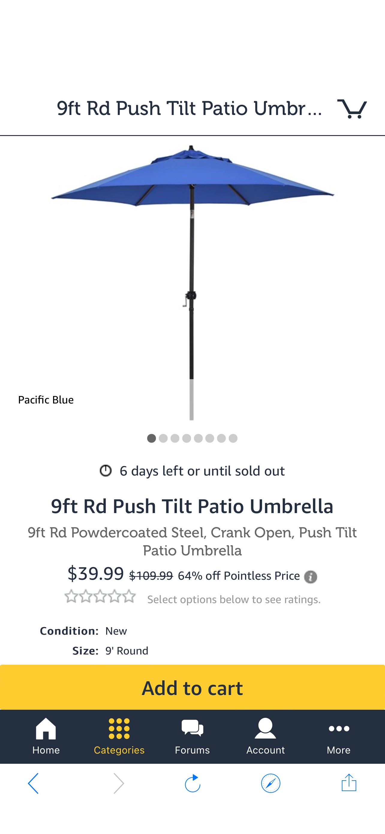 伞9ft Rd Push Tilt Patio Umbrella