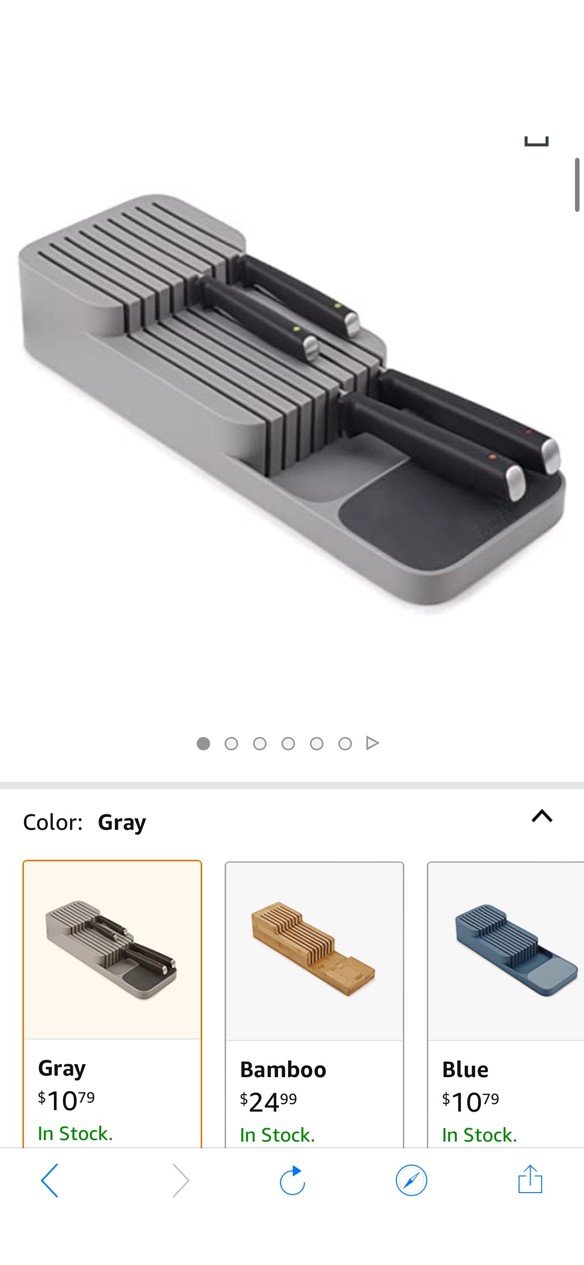Amazon.com: Joseph Joseph 85120 DrawerStore Kitchen Drawer Organizer Tray for Knives Knife Block, Gray : Everything Else 餐具收纳