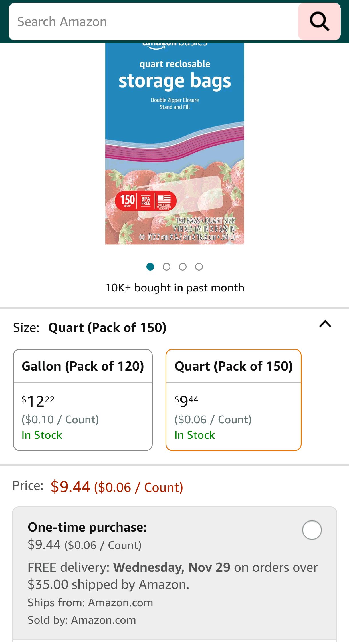 Amazon Basics Gallon Food Storage Bags, 120 Count : Home & Kitchen