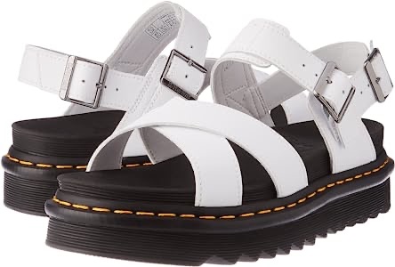 Amazon.com | Dr. Martens Women's Ankle Strap Sandal, White Hydro, 8 | Flats