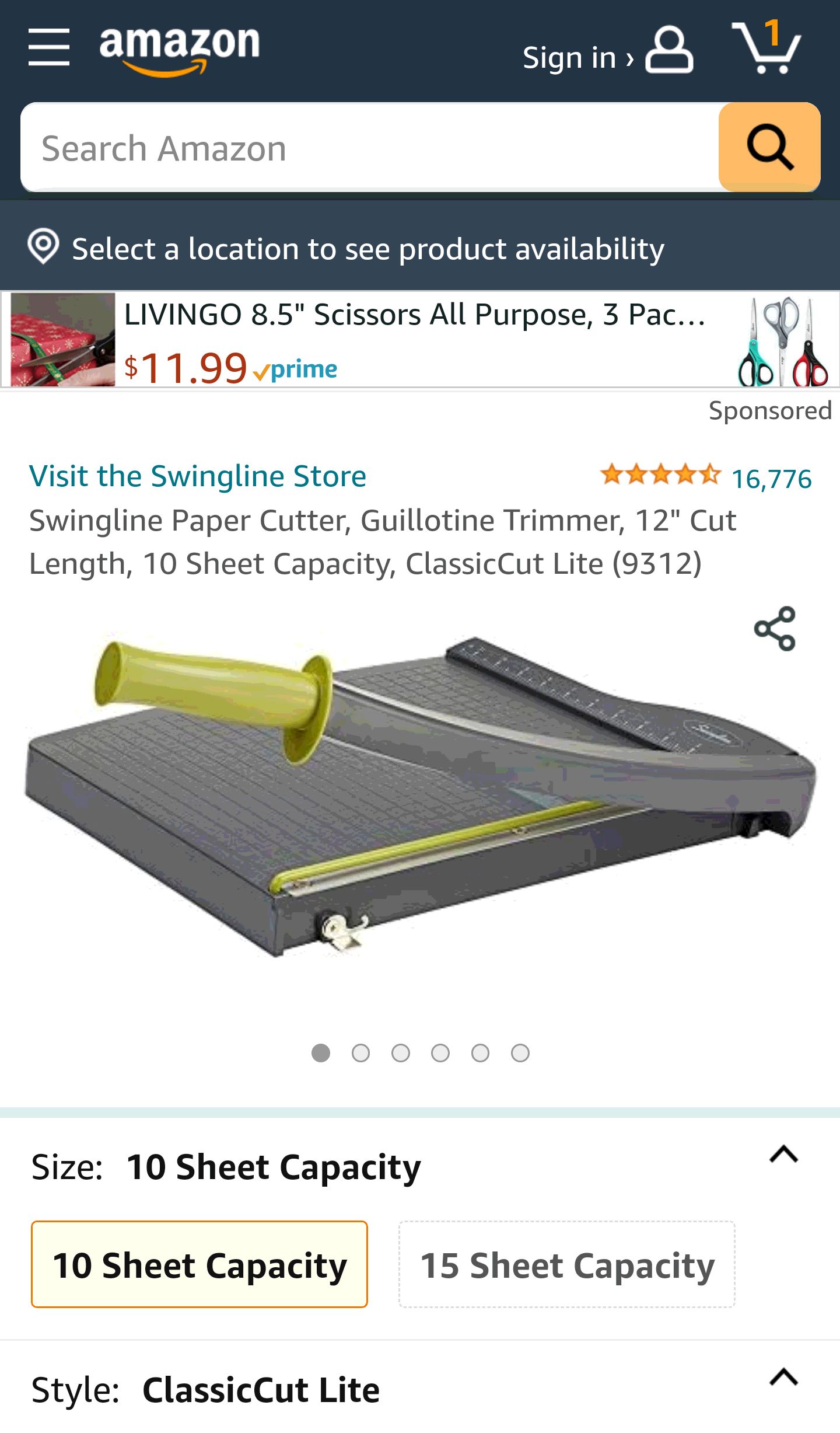 Amazon.com : Swingline Paper Cutter, Guillotine Trimmer, 12" Cut Length, 10 Sheet Capacity, ClassicCut Lite (9312) : Office Products