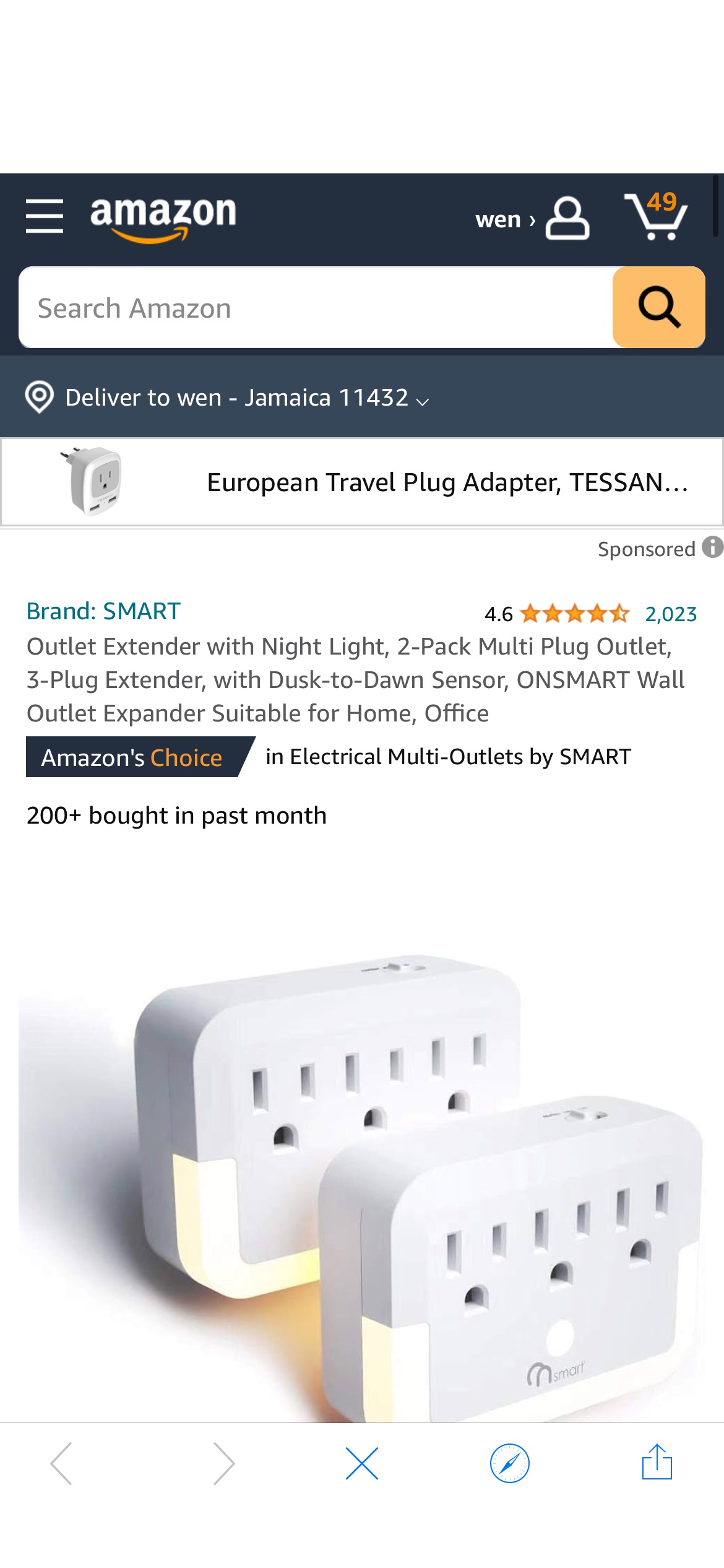 Outlet Extender with Night Light, 2-Pack Multi Plug Outlet, 3-Plug Extender, with Dusk-to-Dawn Sensor, ONSMART Wall Outlet Expander Suitable for Home, Office - Amazon.com